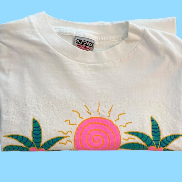 White Cotton Pink Flamingo St Maarten Island Art Tropical Souvenir T Shirt XL - Picture 13 of 14